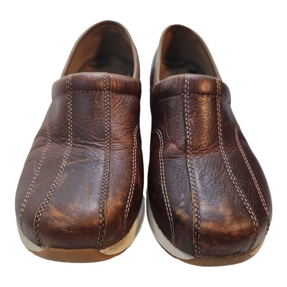 Dansko Shaina Brown Leather Clogs Comfort Non-Slip Size 38/7.5 - Picture 2 of 10